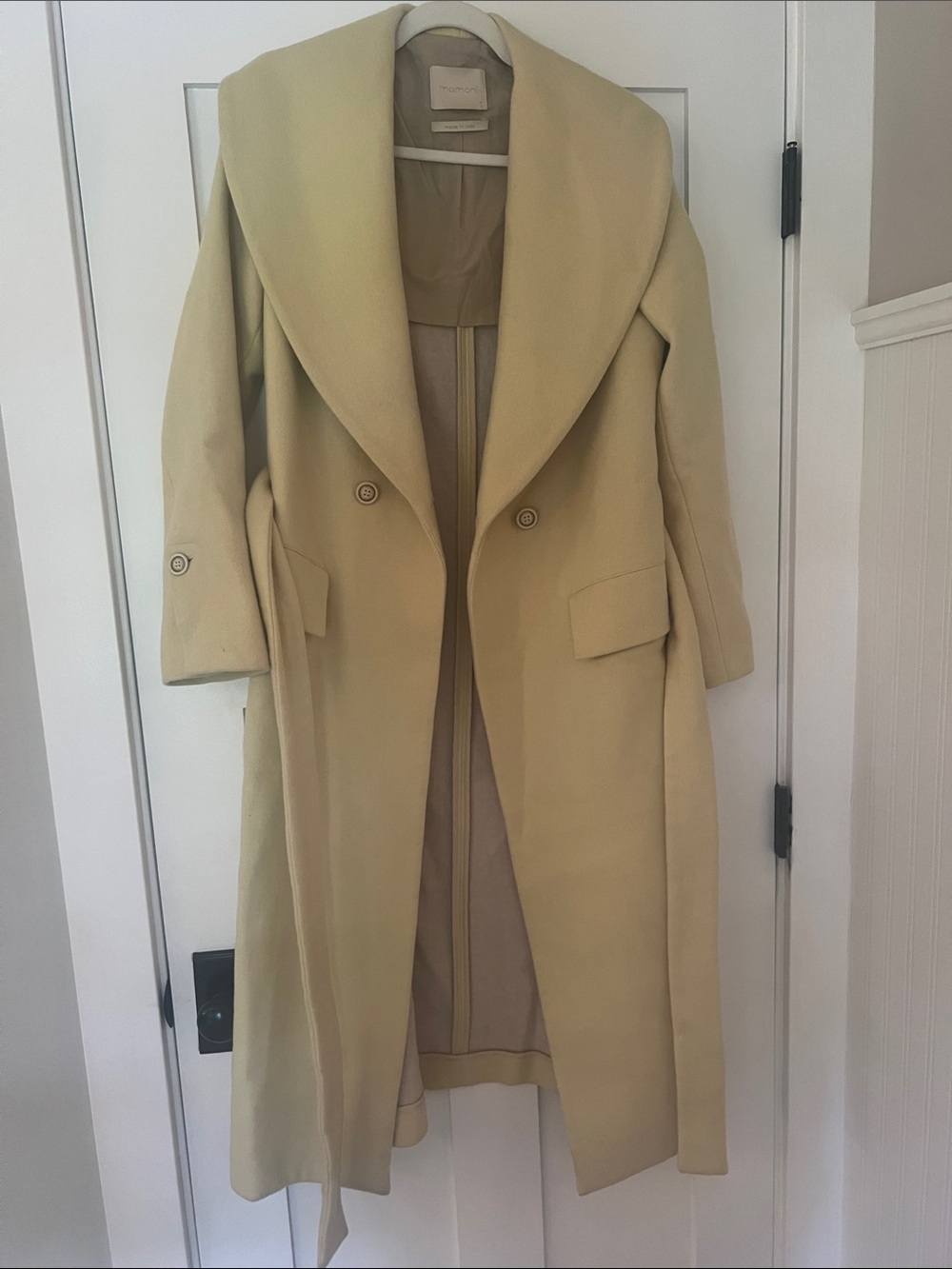 Momoni Long Shawl-Collar Wrap Coat